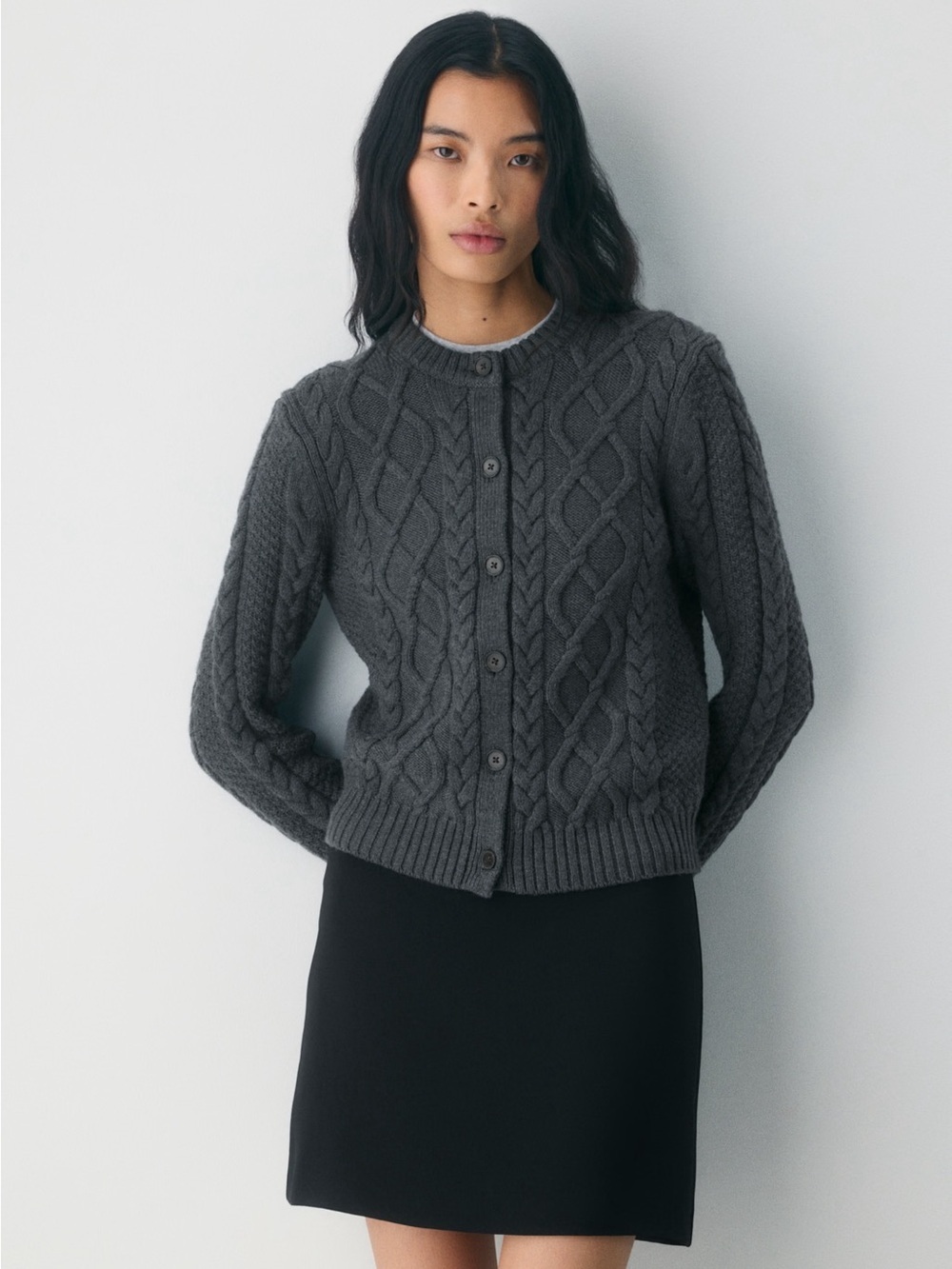 Aritzia Heritage Knit Merino Wool Crew HiHip Cardigan